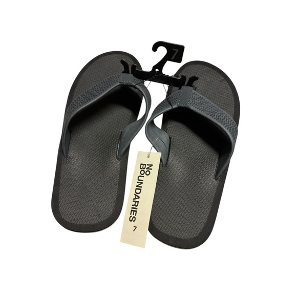 No Boundaries Men's Black & Dark Gray Flip Flops - Picture 6 of 6